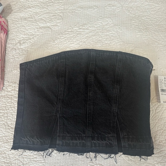 Black Denim Strapless Top - Picture 1 of 3
